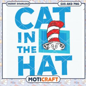 Cat in the Hat SVG and PNG design for instant download, perfect for crafts