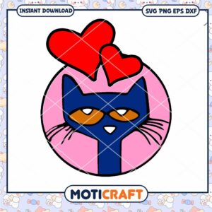 Cute Cat with Hearts PNG Downloadable Graphic Design