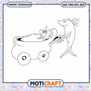 Cute Cartoon Character in Wagon PNG Instant Download