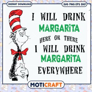 Creative Margarita Cat in the Hat PNG Instant Download