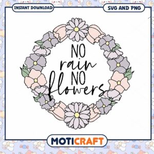 Floral Wreath SVG PNG No Rain No Flowers