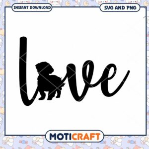 Dog Love SVG PNG Instant Download Silhouette