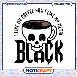 Skull Coffee SVG Black Metal Design