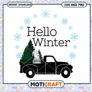Hello Winter SVG Snowman Truck
