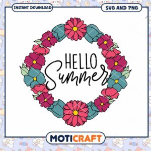 Hello Summer SVG Floral Wreath