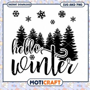Hello Winter SVG PNG Cut File