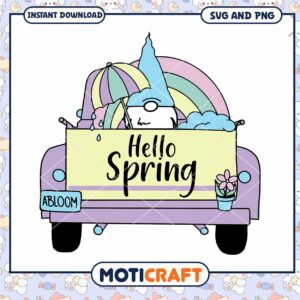 Hello Spring Gnome Truck SVG PNG