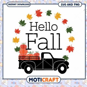 Hello Fall SVG Pumpkin Truck Design
