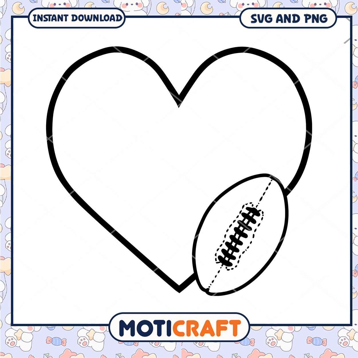 Heart Football SVG PNG Instant Download Heart Football SVG PNG Instant Download