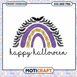 Halloween Rainbow SVG, Bats, Candy Corn