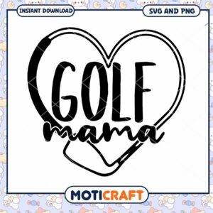 Golf Mama SVG Heart Design Instant Download