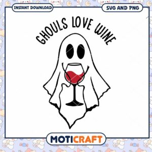 Ghost Wine Lover SVG PNG Cut File