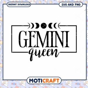 Gemini Queen SVG PNG Instant Download