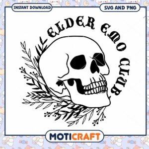 Elder Emo Girl Skull SVG PNG