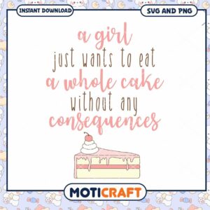 Eat Cake SVG PNG Girl Quote Design