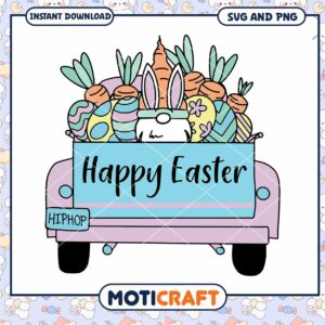Easter Bunny Truck SVG PNG Download