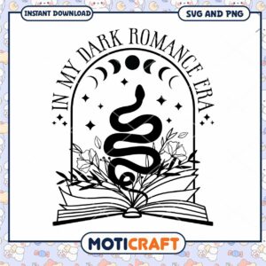 Dark Romance Era SVG Snake, Book, Moon