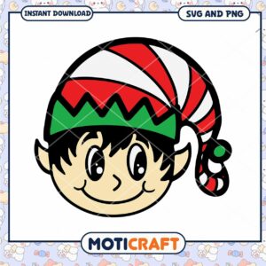 Cute Christmas Elf SVG PNG Instant Download