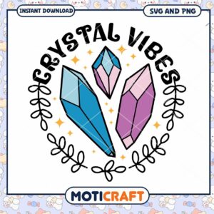 Crystal Vibes SVG Download with Colorful Gemstone Design