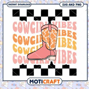 Cowgirl Vibes SVG PNG Boot Design