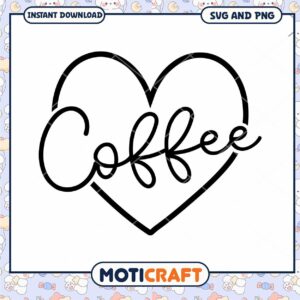 Coffee Heart SVG PNG Instant Download