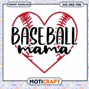 Baseball Mama SVG PNG Heart Design