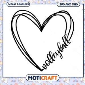 Volleyball Heart SVG Cut File Instant Download