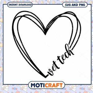 Vet Tech Heart SVG PNG Instant Download