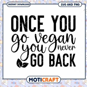 Vegan SVG Once You Go Vegan You Never Go Back