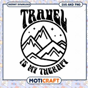 Travel is My Therapy SVG Mountain Design