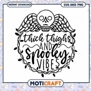 Thick Thighs and Spooky Vibes SVG Design for Creative Projects Download