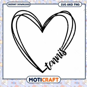 Tennis Heart SVG PNG Instant Download
