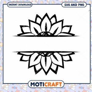 Sunflower SVG Split Monogram Flower Design