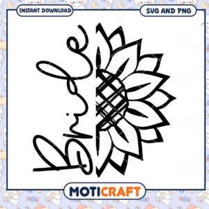 Sunflower Half Script SVG, Instant Download