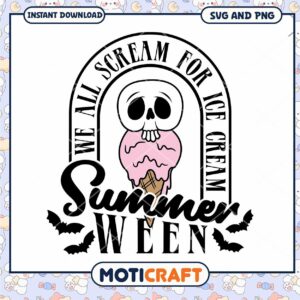 Summerween SVG Skull Ice Cream Design