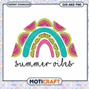 Summer Vibes Rainbow SVG PNG Instant Download