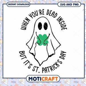 St Patrick's Day SVG Download Funny Ghost and Shamrock Design Art