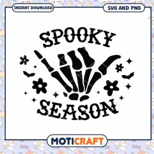 Spooky Season Hand Skeleton SVG for Halloween Decor and Crafts Download