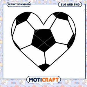 Soccer Ball Heart SVG PNG Instant Download