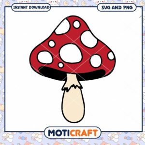 Red and White Mushroom SVG Clipart for Instant Download