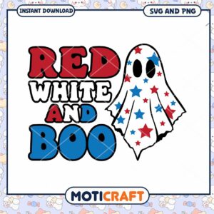 Red White And Boo Ghost SVG PNG Download