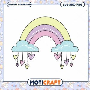 Rainbow with Hearts SVG PNG Instant Download