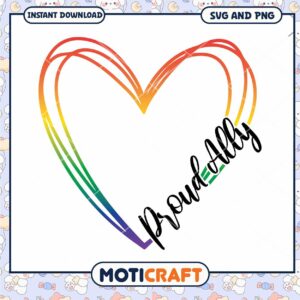 Rainbow Heart Proudly SVG PNG Download