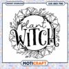 Plant Witch SVG PNG Floral Wreath Instant Download