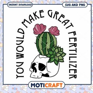 Option 1 (Focus on design) Skull Cactus SVG, Succulent Plant Pot Design