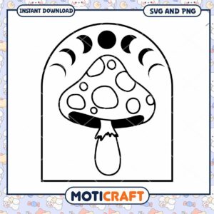 Mushroom and Moon Phases SVG Instant Download Art Design