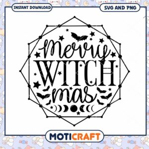 Merry Witch Mas SVG Cut File for Halloween Decor Design