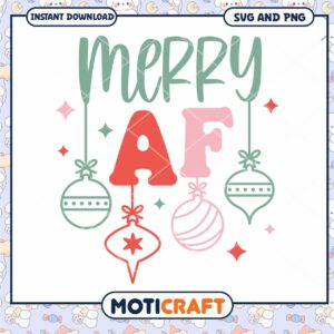 Merry AF SVG Christmas Ornament Design
