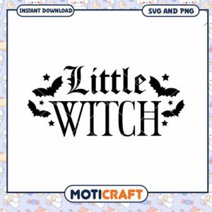 Little Witch Bat SVG Design for Halloween Crafts Download