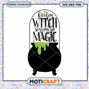 Kitchen Witch Stirring Up Magic SVG Digital Download Design